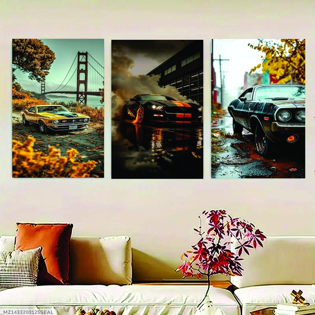 3-Piece Car Themed Wall Art Set for Home Decor