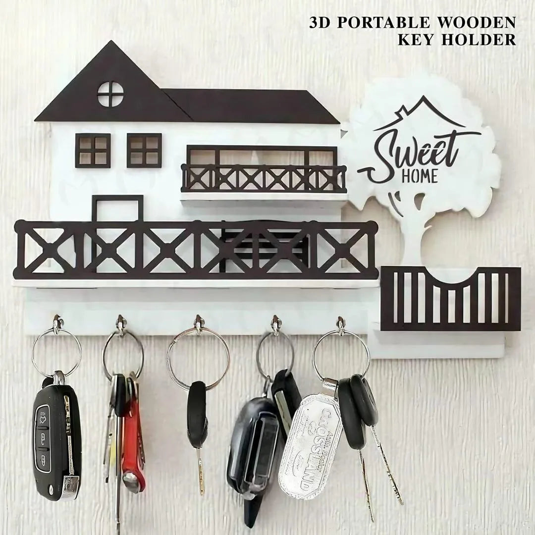 3D Wooden Key Holder Sweet Home Design