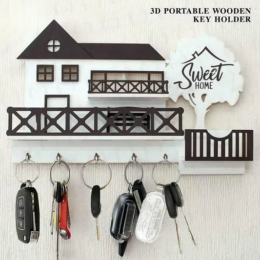 3D Wooden Key Holder Sweet Home Design