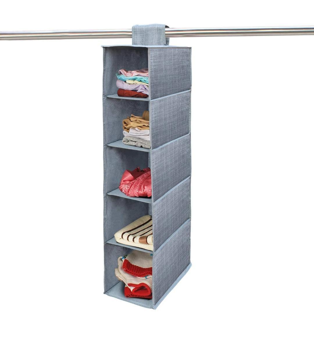 Grey Wardrobe Organizer 5-Layer Non-Woven Fabric