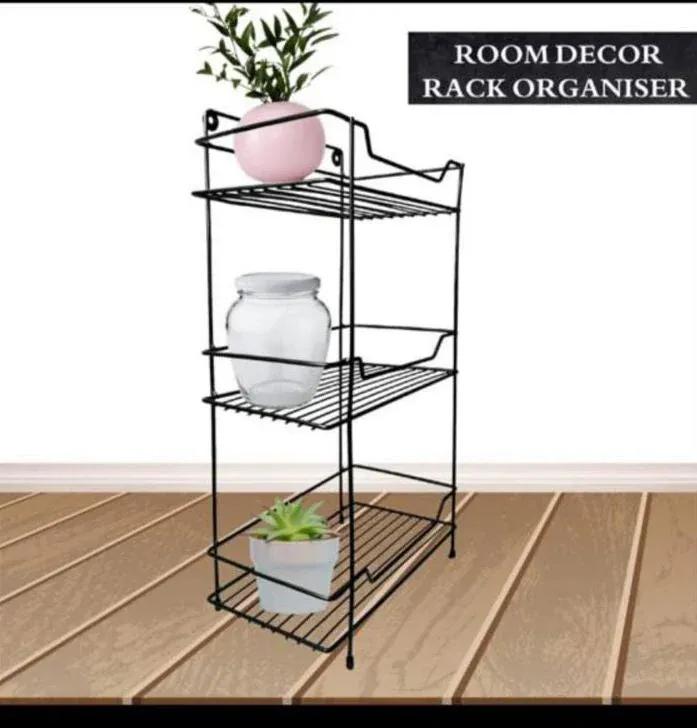 3 Layer Wall Mount Spice Rack Black Iron Kitchen Storage