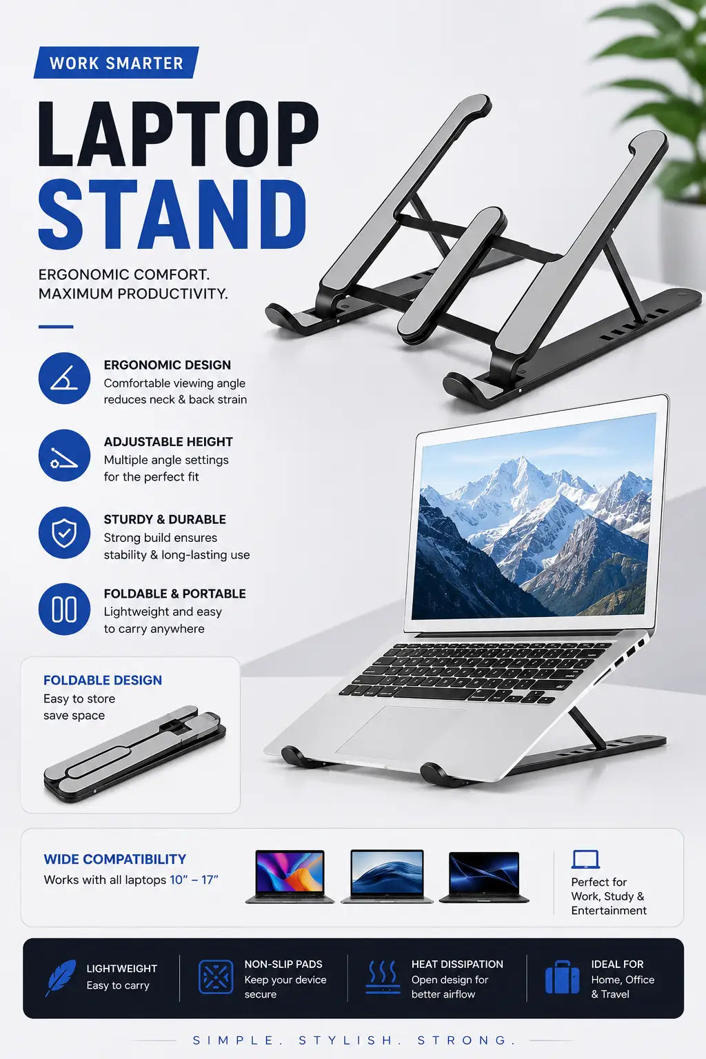 Adjustable Laptop Stand – Creative Folding Portable Storage Bracket for Desk & Office