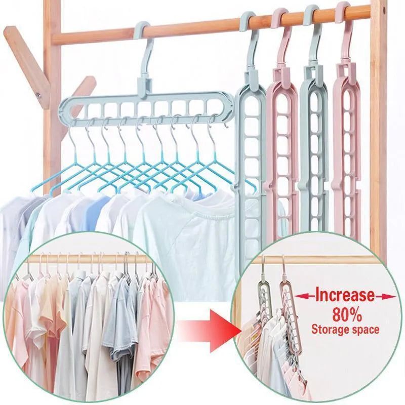 Multi-Port Cloth Hanger Set 2Pcs ABS Multicolor