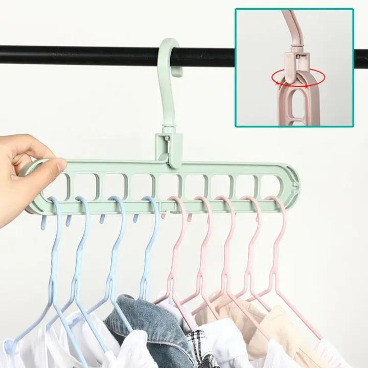 Multi-Port Cloth Hanger Set 2Pcs ABS Multicolor