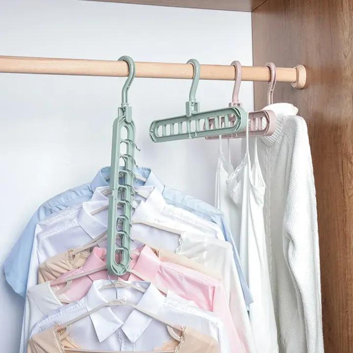Multi-Port Cloth Hanger Set 2Pcs ABS Multicolor